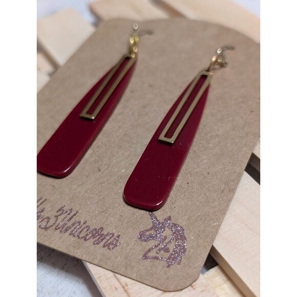 Jewel Tone Burgundy Dangle Earrings - Picture 2 of 4